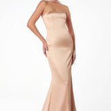 Astee T2012 Strapless Fitted Mermaid Gown with Scarf