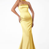 Astee T2012 Strapless Fitted Mermaid Gown with Scarf