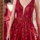 Ladivine Amoris T606 Long Sleeveless Glitter Print A-Line Gown