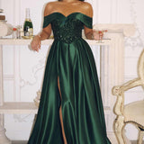 Amoris T614 Off the Shoulder A-Line Gown Sequin Bodice