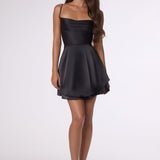 Amoris T616 Fit and Flare Satin Mini Party Dress