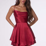 Amoris T616 Fit and Flare Satin Mini Party Dress