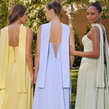 Amoris T711 Long Spaghetti Strap A-Line Chiffon Dress