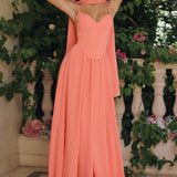 Amoris T711 Long Spaghetti Strap A-Line Chiffon Dress