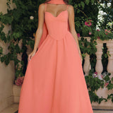 Amoris T711 Long Spaghetti Strap A-Line Chiffon Dress