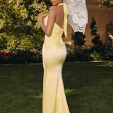 Amoris T720 Halter Satin Sleek Floor Length Gown