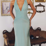 Amoris T720 Halter Satin Sleek Floor Length Gown