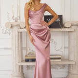 Amoris T727 One Shoulder Fitted Stretch Satin Mermaid Dress