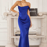Amoris T727 One Shoulder Fitted Stretch Satin Mermaid Dress