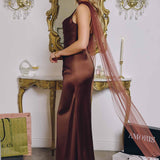 Amoris T729 Sleek Satin Adjustable Straps Fitted Gown