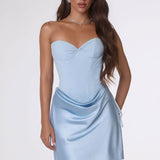 Amoris T746 Strapless Fitted Bodice Tiered Ruffle Mini Skirt Dress
