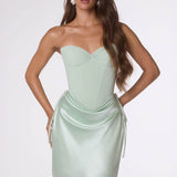 Amoris T746 Strapless Fitted Bodice Tiered Ruffle Mini Skirt Dress