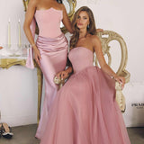 Amoris T816 Matte Satin Bodice Detachable Scarf Column Dress