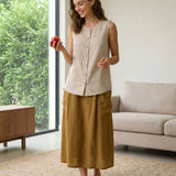 100% Linen Buttons Down Tank Top ERIN