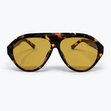 Tortoise Brown Aviator Sunglasses with Amber Lenses