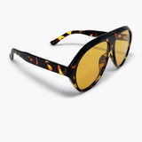 Tortoise Brown Aviator Sunglasses with Amber Lenses