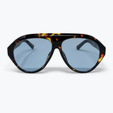 Tortoise Frame Blue Lens Oversized Sunglasses