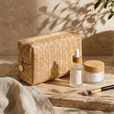 Vintage Woven Straw Makeup Bag Travel Cosmetic Toiletry Organizer Pouch