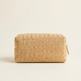 Vintage Woven Straw Makeup Bag Travel Cosmetic Toiletry Organizer Pouch