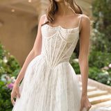 Andrea & Leo WL069 Off White/Nude A-Line Scoop Neckline Lace Wedding Dress