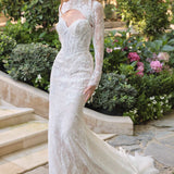 Andrea & Leo WL071 Fit and Flare Lace Overlay Wedding Dress with Bolero Jacket
