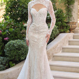 Andrea & Leo WL071 Fit and Flare Lace Overlay Wedding Dress with Bolero Jacket