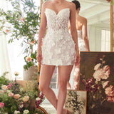 Andrea & Leo WL083 Deep Sweetheart Strapless Midi Short Bridal Dress