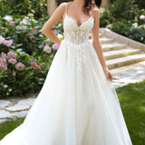 Andrea & Leo WL087 Lace Applique Spaghetti Strap A-Line Wedding Gown