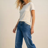 White basic Crew Neck Short Sleeve T-shirt in viscose fabric