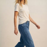 White basic Crew Neck Short Sleeve T-shirt in viscose fabric