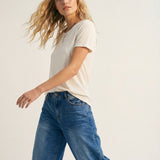 White basic Crew Neck Short Sleeve T-shirt in viscose fabric