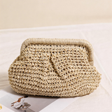 Woven Straw Crossbody Bag with Chain Strap