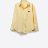 Yellow Button-Down Shirt with Heart Detail
