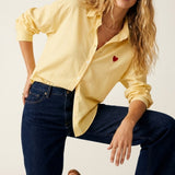 Yellow Button-Down Shirt with Heart Detail