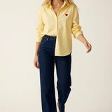 Yellow Button-Down Shirt with Heart Detail