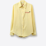 Yellow Button-Up striped Shirt with Embroidered Detail St Barth