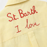 Yellow Button-Up striped Shirt with Embroidered Detail St Barth