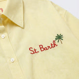 Yellow Button-Up striped Shirt with Embroidered Detail St Barth