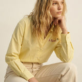 Yellow Button-Up striped Shirt with Embroidered Detail St Barth