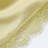 Yellow Satin Sleeveless Top with Lace Trim