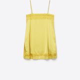 Yellow Satin Slip top with Lace Trim Details