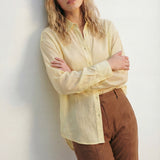 Yellow shiny satin shirt Button-Down Shirt with Relaxed Fit