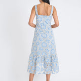 Straight Neck Sleeveless High Low Midi Dress