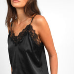 Alexine black satin-effect camisole with lace detailing by Ange Paris — product image 2