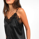 Alexine black satin-effect camisole with lace detailing by Ange Paris — product image 2
