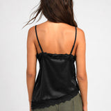 Alexine black satin-effect camisole with lace detailing by Ange Paris — product image 4