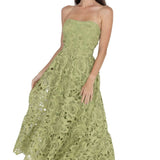 Amelia Lace Bustier Midi Dress Guipure Lace