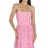 Amelia Lace Bustier Midi Dress Guipure Lace