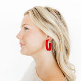 Ashley Medium Hoop Earrings - True Red