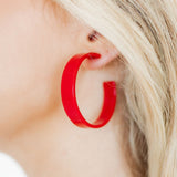 Ashley Medium Hoop Earrings - True Red